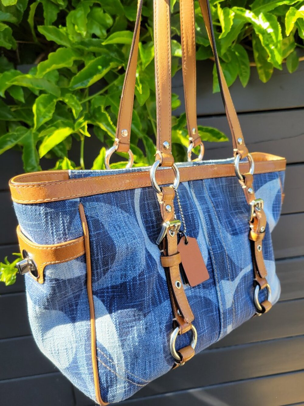 Coach Y2K Denim Signature 'C' East West Gallery Tote Bag Rare!